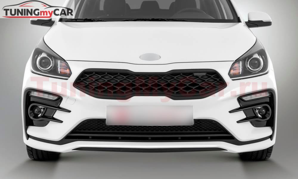 Бампер передний (тюнинг) KUDOS ROMB для Kia Rio 2017-2020