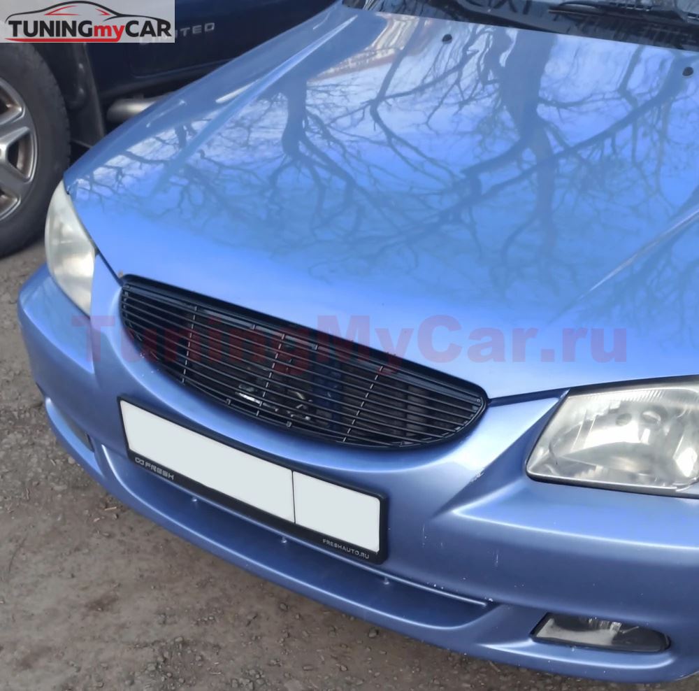 Решетка радиатора Hyundai Accent (полоски) Черный лак