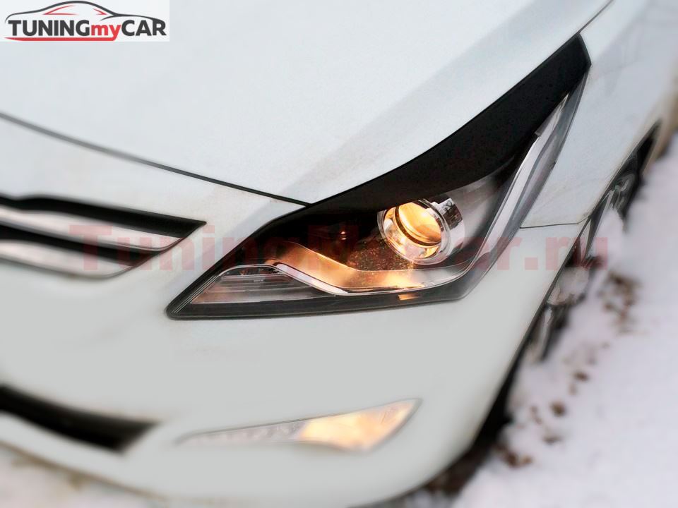 Реснички на фары для Hyundai Solaris 2014-2017 рестайлинг (ft) (ВБ,АО) A3-8