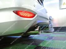 Накладка на задний бампер (диффузор) для Hyundai Solaris 2010-2013 (двойной выхлоп)