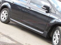 Пластиковые внешние цельные пороги для Ford Focus 2 2004-2011г.в. (кроме купэ)