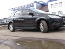 Пластиковые внешние цельные пороги для Ford Focus 2 2004-2011г.в. (кроме купэ)