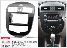 Переходная рамка для установки автомагнитолы CARAV 11-237: 2 DIN / 173 x 98 mm / NISSAN Tiida (C12) 2011-2016; Pulsar 2013-2016