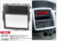 Переходная рамка для установки автомагнитолы CARAV 11-463: 2 DIN / 173 x 98 mm / 178 x 102 mm / NISSAN Primastar (J4) 2011-2014 / OPEL Vivaro (X83) 2010-2014 / RENAULT Trafic II (EL,FL,JL) 2011-2014