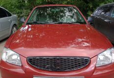 Решетка радиатора Hyundai Accent (плетенка) ЧЕРНЫЙ (вар.2)