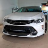 Реснички на переднюю оптику (антихром) Toyota Camry 2014-2017
