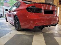 Накладки под задний бампер (мини-лезвия) для BMW 3-series (F30) Черный матовый
