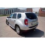 Накладка на задний бампер (чёрное тиснение, ABS) со скотчем для RENAULT DUSTER 2012- D4-2