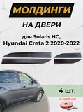 Молдинги на двери (со скотчем) для Hyundai Creta II 2021-/Solaris HC 2022- (шагрень)