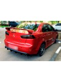 Накладка на задний бампер (диффузер) под одну трубу ШАГРЕНЬ для Mitsubishi Lancer 10