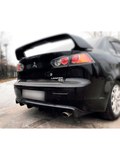 Накладка на задний бампер (диффузер) под одну трубу ШАГРЕНЬ для Mitsubishi Lancer 10