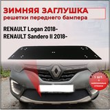Зимняя заглушка решётки переднего бампера Renault Logan 2018-, Sandero II 2018—н.в (рестайлинг)