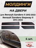 Молдинги на двери ШАГРЕНЬ (со скотчем) для Renault Sandero II 2014-2017(II дорестайлинг), Sandero Stepway II 2014- (