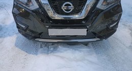 Зимняя заглушка решётки переднего бампера (БЕЗ ПАРКТРОННИКОВ) Nissan X-trail 2015-2016 (Т32)
