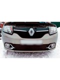 Зимняя заглушка решетки переднего бампера Renault Logan II 2014—н.в. (дорестайлинг)
