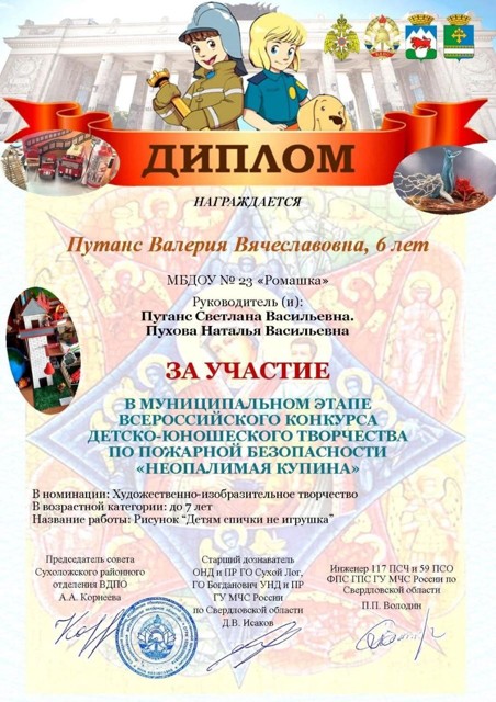 Муниципальный этап Всероссийского конкурса детско-юношеского творчества по пожарной безопасности Неопалимая купина ,, 2023г.