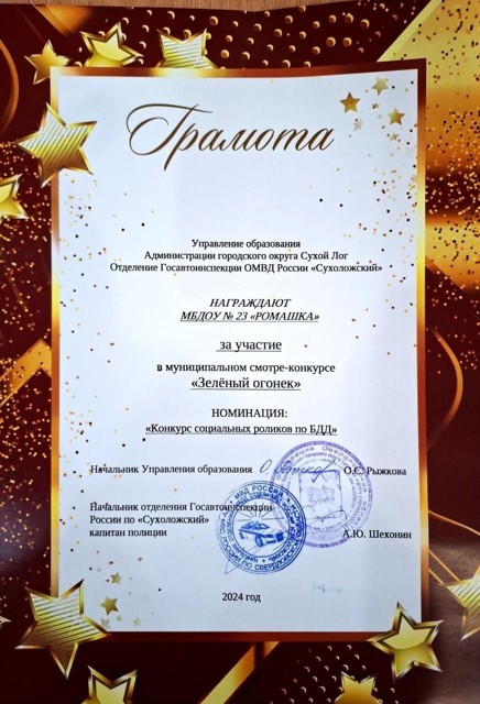 Муниципальный смотр-конкурс Зеленый огонек Отделение Госавтоинспекции ОМВД России Сухоложский, 2024г