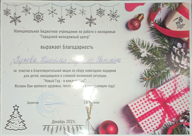 Благотворительная акция по сбору новогодних подарков для детей "Новый год в каждый дом!", 2021г