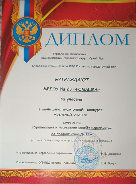 Муниципальный онлайн-конкурс "Зеленый огонек", 2021г.