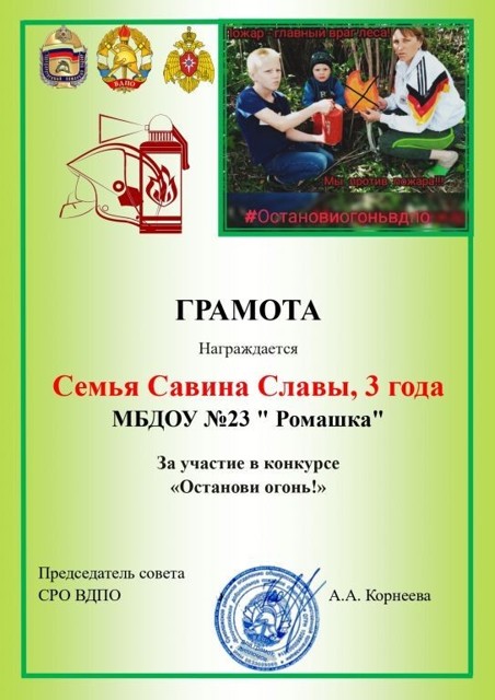 Муниципальный конкурс Останови огонь! СРО ВДПО, 2023г
