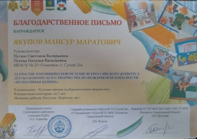 Муниципальный этап всероссийского конкурса по пожарной безопасности Неопалимая купина , 2023г