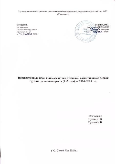 План работы с родителями 2024 -2025