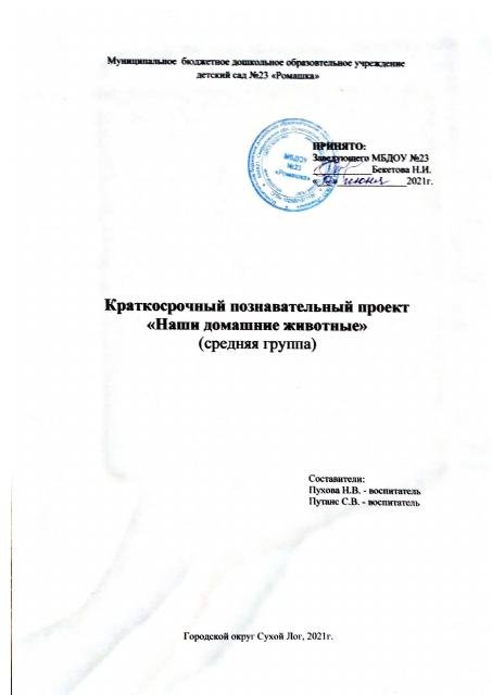 2021 год проект Наши домашние животные