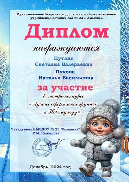Смотр-конкурс Лучшее оформление группы  к Новому году МБДОУ №23 , 2024г.