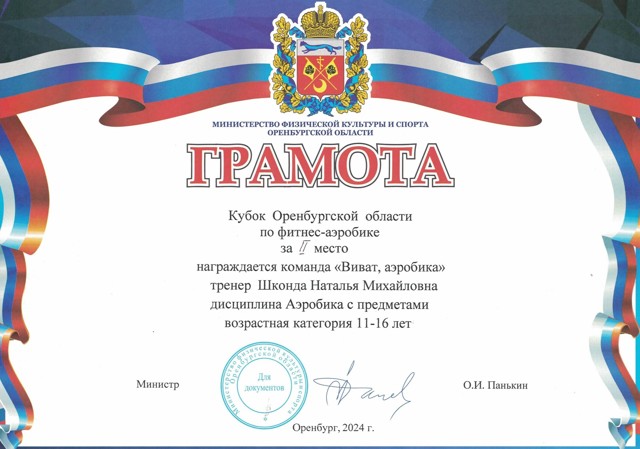 Кубок Оренбургской области по фитнес аэробике 2024 год, 2 место "Виват, аэробика", аэробика с предметами