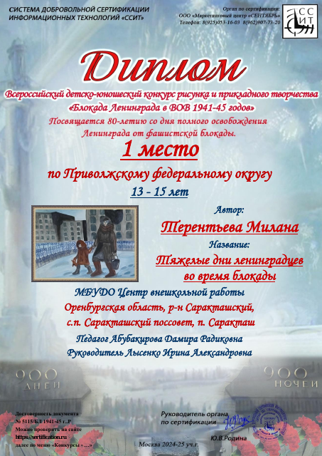 Терентьева Милана