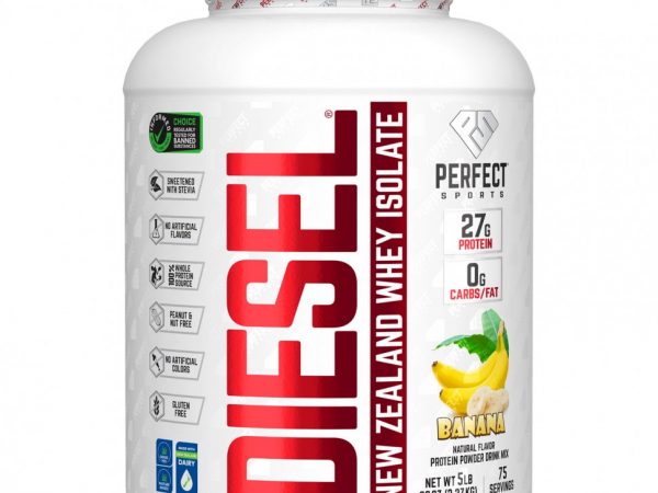 Perfect Sports, Diesel, изолят сыворотки из Новой Зеландии, банан, 2,27 кг (5 фунтов)
