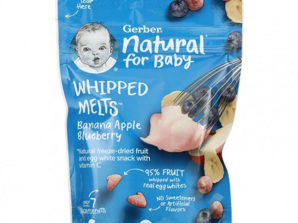 Gerber, Natural for Baby, Whipped Melts, Banana, Apple, Blueberry, Crawler, 10+ Months, 1.0 oz (28 g)