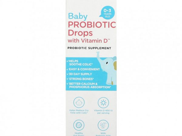 Organika, Детские пробиотические капли с витамином D, для детей 0–3 лет, 7,5 мл (0,25 жидк. Унции)