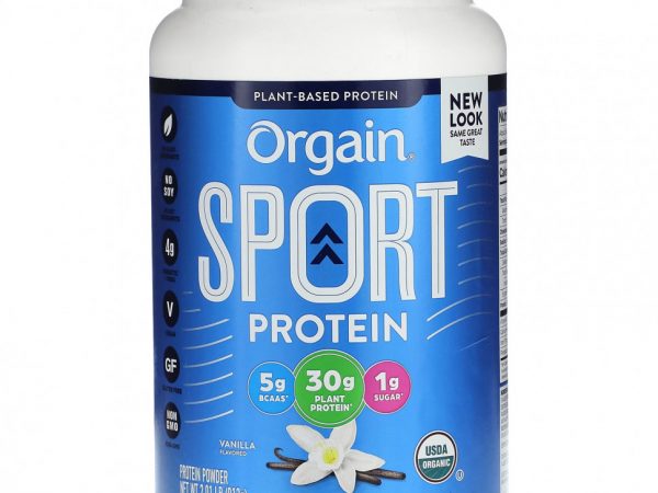 Orgain, Спортивный протеиновый порошок, ваниль, 912 г (2,01 фунта)