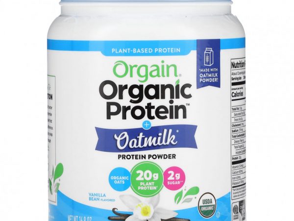 Orgain, Органический протеиновый порошок + овсяное молоко, растительная, ваниль, 479 г (1,05 фунта)