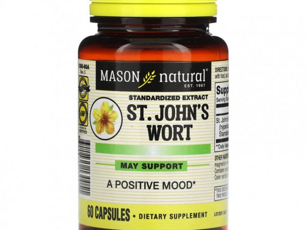 Mason Natural, Стандартизированный экстракт, зверобой, 60 капсул