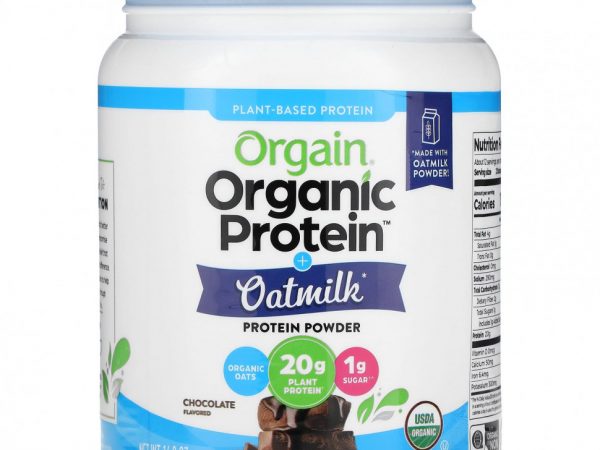 Orgain, Органический протеиновый порошок с овсяным молоком, растительный, шоколад, 479 г (1,05 фунта)