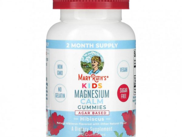 MaryRuth Organics, Успокаивающие жевательные таблетки с магнием, для детей, гибискус, 60 жевательных таблеток