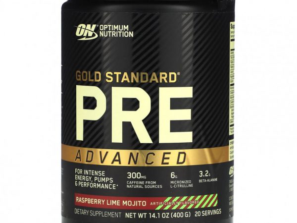 Optimum Nutrition, Gold Standard Pre Advanced, мохито с малиной и лаймом, 400 г (14,1 унции)