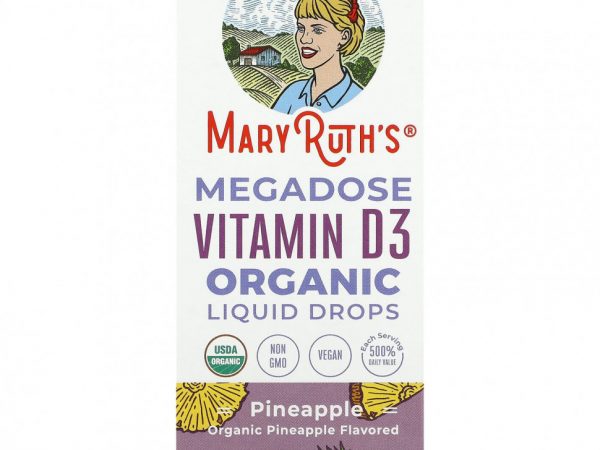 MaryRuth Organics, Органические жидкие капли с витамином D3 Megadose, с ананасом, 30 мл (1 жидк. Унция)