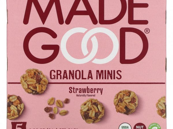 MadeGood, Гранола мини, с клубникой, 5 пакетиков по 24 г (0,85 унции)