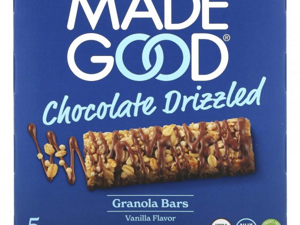MadeGood, Батончики мюсли, с шоколадом, ваниль, 5 батончиков, 24 г (0,85 унции)