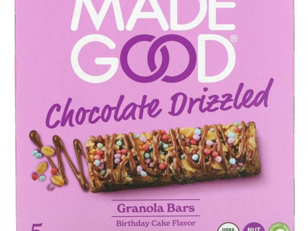 MadeGood, Батончики мюсли, с шоколадом, праздничный торт, 5 батончиков по 24 г (0,85 унции)