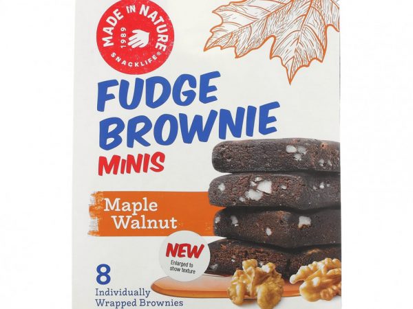 Made in Nature, Fundge Brownie Minis, кленовый орех, 8 пирожных, 168 г (5,92 унции)