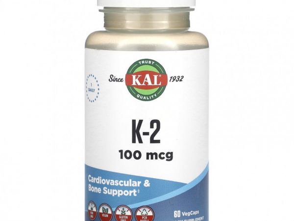KAL, K-2, 100 мкг, 60 вегетарианских капсул