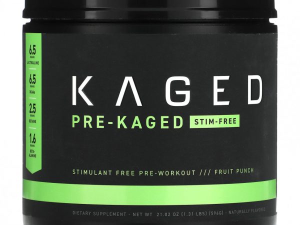 Kaged, PRE-KAGED, перед тренировкой без стимуляторов, фруктовый пунш, 596 г (1,31 фунта)