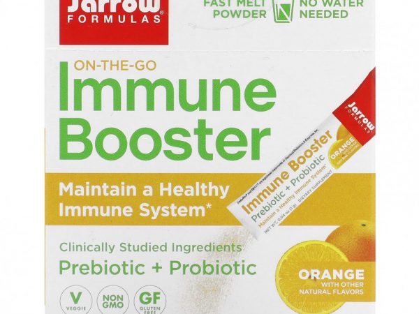 Jarrow Formulas, On-The-Go Immune Booster, апельсин, 14 пакетиков по 1 г (0,04 унции)