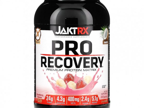 JAKTRX, Pro Recovery, протеиновая матрица премиального качества, клубника и банан, 908 г (2 фунта)