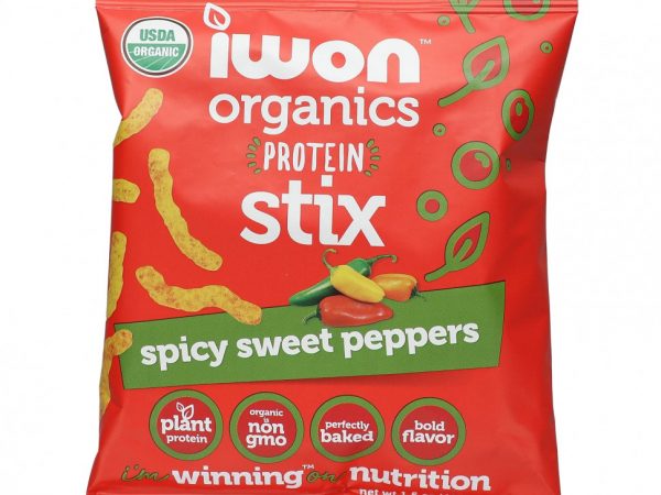 IWON Organics, Organics Protein Stix, острый сладкий перец, 8 пакетиков по 42 г (1,5 унции)
