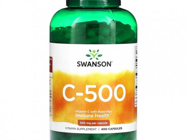 Swanson, C-500, витамин C с шиповником, 500 мг, 400 капсул